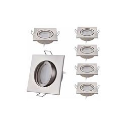 Set di 6 faretti da incasso a LED, rettangolari, dimmerabili, cromati, opachi, orientabili, 5 W, piatto, 230 V, con foro da 68 mm, angolo di precio
