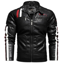 Giacche Retrò Da Uomo In Pu Vestibilità Slim, Capispalla Da Moto Caldo Bomber Militare Cappotto Esterno [ kh168 Nero / S] precio