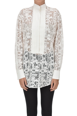 Lace shirt with designer logo
