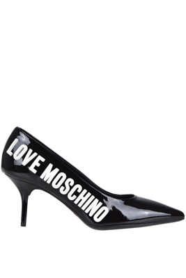 Designer logo patent-leather pumps