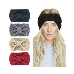 Perle Rareit - Set di 4 pezzi di accessori per capelli hard-lana Faszini spessi e caldi copri sportivi (grigio scuro + grigio chiaro + riso + rosso) en oferta