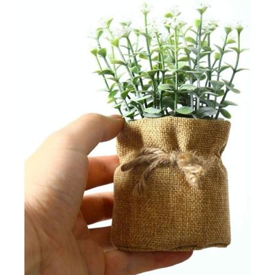 Borsa di tela di juta Piccola simulazione di milan simulazione fiore finto fiore simulazione pianta verde piatto piccolo bonsai creativo decorazione