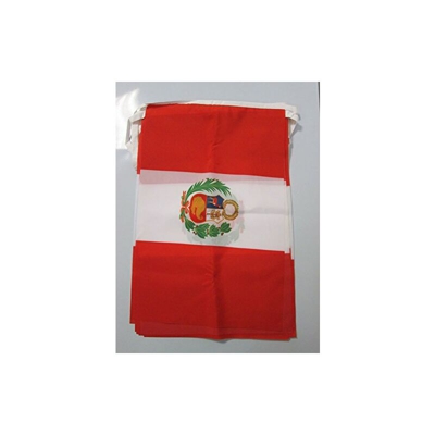 Ghirlanda 12 Metri 20 Bandiere Perù 45x30cm - Bandiera PERUVIANA 30 x 45 cm - Festone BANDIERINE - Az Flag