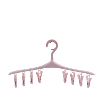 Perle Rareit - Gancio antivento multifunzione per calzino, abbigliamento portatile a casa, gancio in plastica staccabile a 8 clip, rosa