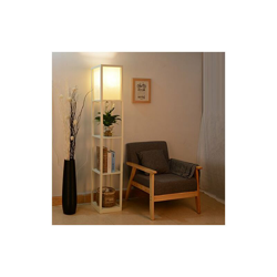 Lampada a stelo con ripiano in legno, illuminazione interna in legno, con scaffali, per camera da letto e soggiorno, bianco - Fullwatt características