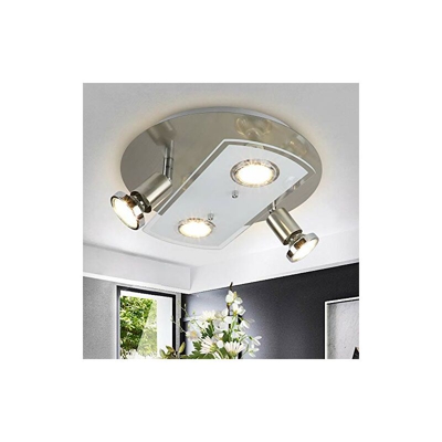 faretto da soffitto a 4 luci, orientabile, 4 lampadine LED GU10 da 5 W, diametro 290 mm, rotondo, 1600 lm, 3000 K, luce bianca calda, moderno faretto