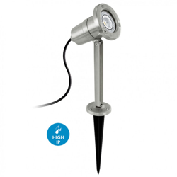 Faretto a picchetto NEMA, lampada da esterno a 1 punto luce, lampada a picchetto in acciaio inox, colore: argento, attacco: GU10, IP54 - Eglo en oferta