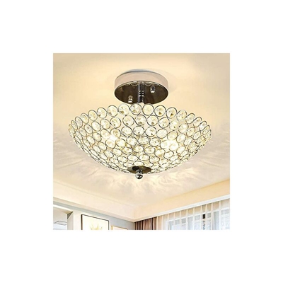 Lampadario moderno in cristallo, per camera E14, trasparente e argento, Ã? 30 cm, applicabile per corridoio, ingresso, soggiorno, scale, cucina,