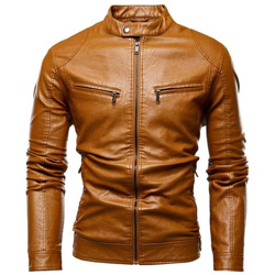 Giacca Da Uomo Autunnale, Abiti Sportivi Da Uomo Con Colletto Alla Coreana In Pelle Pu Slim Retrò Invernale, Cappotto Bomber [ ddt77yellow / M] en oferta