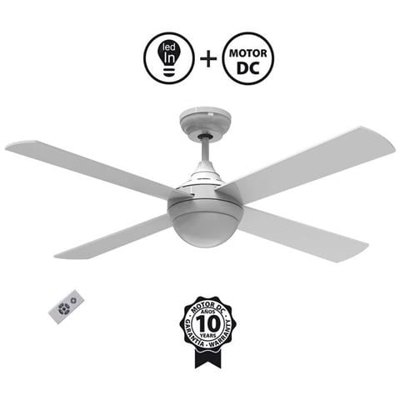 Ventilatore Da Soffitto, Riaica, Dc, 122cm, Iper Silenzioso, Con Luce E Telecomando, Bianco, Klassfan