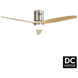 Ventilatore Da Soffitto, Short Lt Slide Wood, Dc, 132 Cm, Dc, Moderno, Corpo Niquel / pale Faggio, Con Luce Lba Home. en oferta