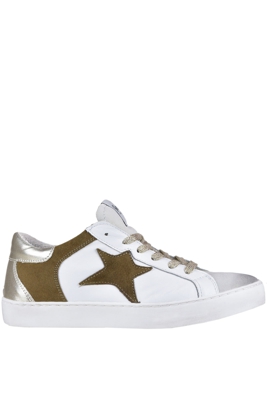 Used effect leather sneakers