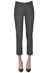 Micro houndstooth print trousers en oferta