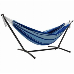 Double Cotton Hammock with Space-Saving Steel Stand, Island Breeze Amaca Doppia in Cotone con Supporto salvaspazio in Acciaio - Vivere precio