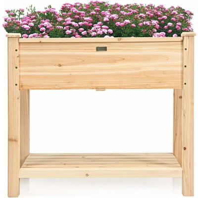 Fioriera da Giardino in Legno, Aiuola Rialzata per Giardino Cortile e Balcone, con Struttura Stabile, 86 x 46,5 x 76 cm