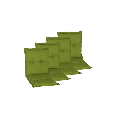 4-Pack Basso Lehner AU 31 Nizza Lusso NL Saumauflage Piacevole Comfort di Seduta Bassa Schiena, Circa 100 x 52 cm, Spessore di 7 cm, Verde - BEO