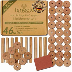 Teneola, 46 pezzi di protezione contro le tarme biologica in legno di cedro, anelli & aste, protezione contro le tarme per guardaroba, ideale per en oferta