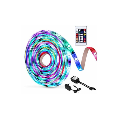 Striscia LED da 5 m, IP65, impermeabile, 150 RGB, con telecomando, cambia colore, statica e dinamica, 5050, autoadesiva, per camera da letto, TV,