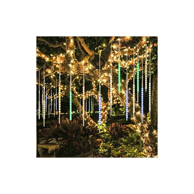 BlueFire, catena luminosa di 10 tubi con luci a LED, a 300 W, con effetto pioggia/nevicata, impermeabile, per ambienti interni, esterni e giardino,