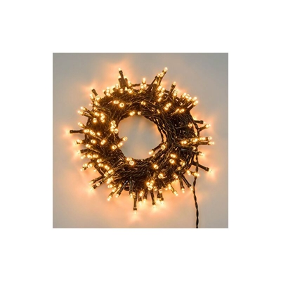 Catena 7,5 m, 180 LED Bianco Caldo Traditional, con Memory Controller, Cavo Verde, 24V, Esterno - Xmasking