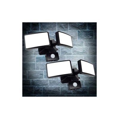 Depuley 2 luci LED per esterni con sensore di movimento regolabile a 180°, 20 W, faretto esterno con doppia testa, 5,11 x 3,14 in, multi-angolo,