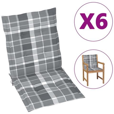 Cuscini Per Sedie Da Giardino 6 Pz Grigi A Quadri 100x50x4 Cm