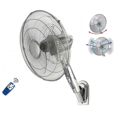 Ventilatore Da Parete, Wall Design, 45cm, Grigio, Con Telecomando, Regolabile In Orizzontale E Verticale, Casafan.