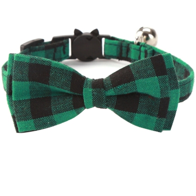 Perle Rareit - Cat Bowknot Collana Collana Cat Security Fibbia Bowknot Collana per piastrelle per animali domestici rimovibile (verde e nero