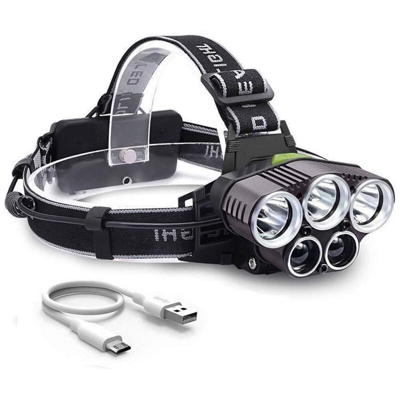 Lampada frontale ricaricabile - Potente illuminazione Ultra USB Ricaricabile Led 4 IPX4 Modalità di illuminazione per il campeggio Caccia da pesca