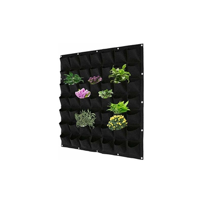 Borsa per piante da parete, 64 tasche, per piantagione, da appendere, per coltivazione di piante, per orto interno (nero, 64 stencil )