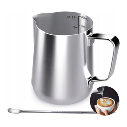 Perle Rareit - Borsa in acciaio inox in acciaio inox da 350 ml, tazza da caffè con latte con marchio di misurazione e penna di arte latte, cappuccino en oferta