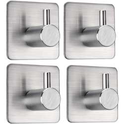 Gancio asciugamano, autoadesivo, rack asciugamani senza fori, porta cappotto a parete, 4 ganci accappatoio in acciaio inox fino a 8 kg, per bagno e precio