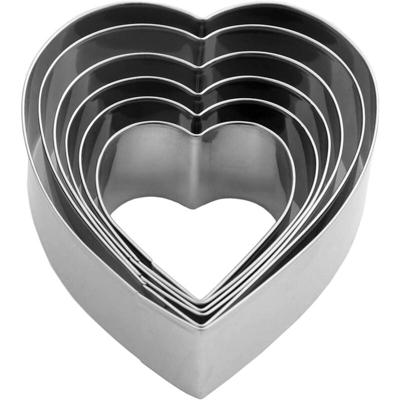 Perle Rareit - Heart-6-Piece Biscotto a forma di biscotto Set di cookie Set di biscotti a forma di cuore Stampo, Cutter per biscotti e pasticceria in