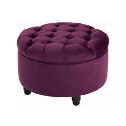 Pouf Contenitore in Velluto Viola con Seduta in Stile Chesterfield Imbottita - Easycomfort en oferta