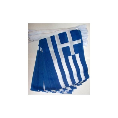 AZ FLAG Ghirlanda 6 Metri 20 Bandiere Grecia 21x15cm - Bandiera Greca 15 x 21 cm - Festone BANDIERINE
