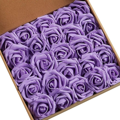 50 rose in scatola, confezione regalo artificiale rosa, regalo di festa delle madri di nozze, viola