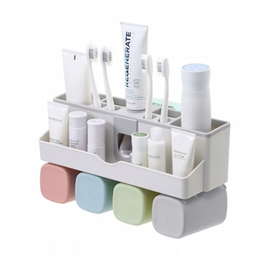 Bagno Parete a parete Spazzolino da denti Scaffale da bagno 4 tazze