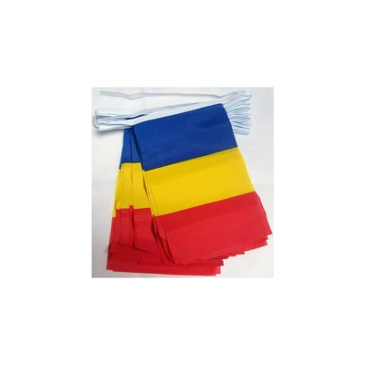 Ghirlanda 12 Metri 20 Bandiere Romania 45x30cm - Bandiera RUMENA 30 x 45 cm - Festone BANDIERINE - Az Flag