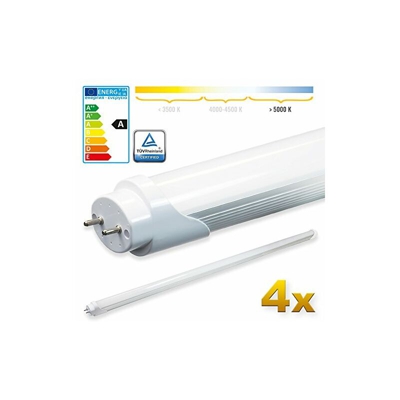 LEDVero 4x SMD LED Tubo 120cm Certificazione TÃ?V Bianco freddo - Tubo fluorescente T8 G13 - Cover opalino 18 W, 1800 Lumen- pronto per