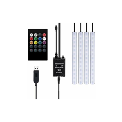 Luce LED RGB per interni auto, 4 strisce da 48 LED, telecomando musicale, con luce a striscia USB - Rehomy en oferta