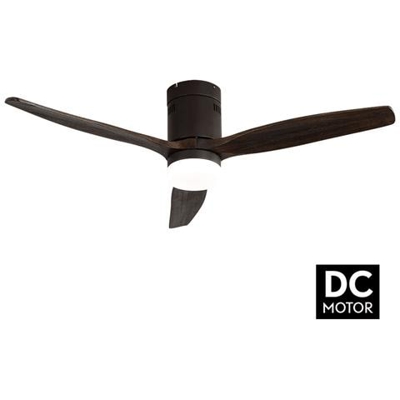 Ventilatore Da Soffitto, Short Lt Brown, Dc, 132 Cm, Dc, Moderno, Corpo Marrone / Pale Rovere, Con Luce Led, Lba Home.