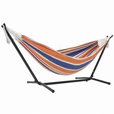 Vivere Europe B.V Double Cotton Hammock with Space-Saving Steel Stand, Orange Punch Vivere-Amaca Doppia in Cotone con Supporto salvaspazio in