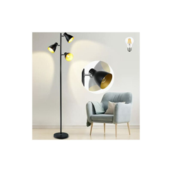 Lampada da terra a 3 luci, stile retrò, E27, orientabile, con 3 luci, in metallo, colore: nero, per soggiorno, camera da letto, ufficio, camera da en oferta