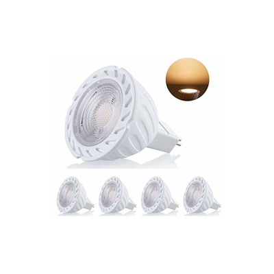 Dodolar - Lampadina LED GU5.3, luce bianca calda, 4 pezzi, 7 W, MR16, 500 lm, GU5.3, COB, luce bianca calda, 2800 K, AC/DC, 12 V, angolo di