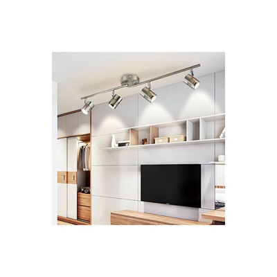 Depuley - Plafoniera a LED con 4 faretti su binario, orientabile, proiettore da soffitto GU10, applicabile per camera, soggiorno, cucina, sala da