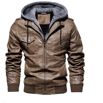 Giacca Da Moto Vintage Da Uomo, Cappotto Spesso In Pelle Bomber In Pile Da Uomo [ ddt14 Cachi / Xxxl]