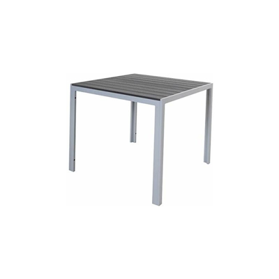 Tavolo in alluminio con superficie in polywood, 90 x 90 x 75 cm, argento e nero - Chicreat