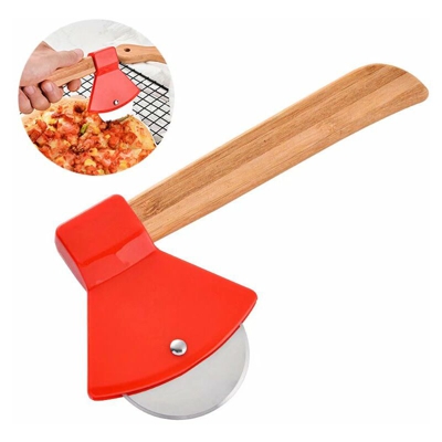 Perle Rareit - Pizza Taglierina in acciaio inox, manico in bambù, taglierina con una ruota, cutter per biscotti in plastica, strumento di cottura