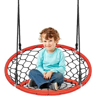 Altalena a Nido per Bambini, con Corde Regolabili e Struttura Durevole in Acciaio, Ideale per Cortile Parco Giardino (Arancione)
