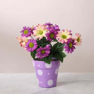 Bonsai artificiale Chrysanthemum, simulazione idilliaca Marguerite, pianta in vaso in vaso Red Soggiorno Decorazione di Flower Flower Home (Viola)